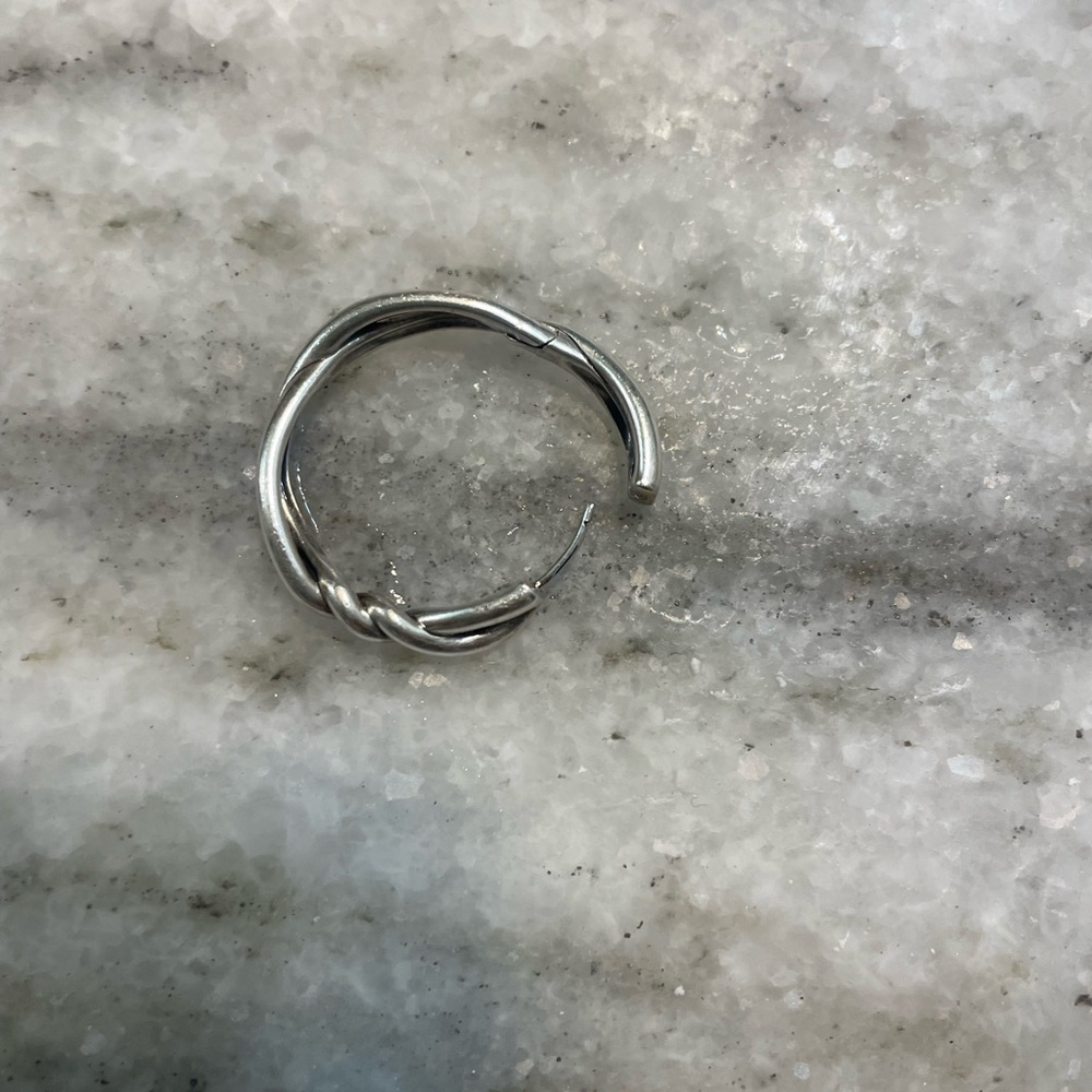 David Yurman Silver Twisted Hoop Earring